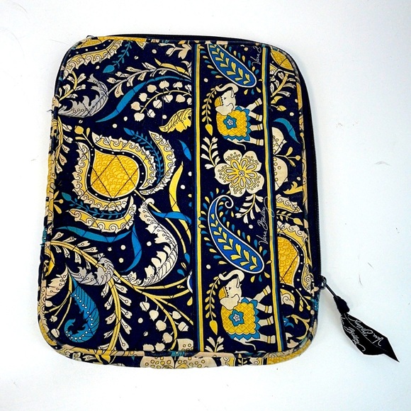 Vera Bradley Blue & Yellow Tablet Case "Ellie Blue Elephant " - Picture 1 of 5